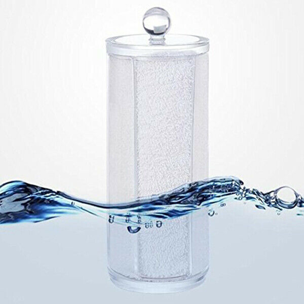 Facial Makeup Container Cotton Pads Round Dispenser With Lid Clear Acrylic  B6L3
