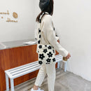 Portable Flower Printed Shoulder Handbag Plush Messenger Bag Street Totes