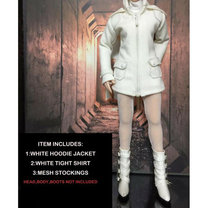 1/6 Scale Female Hoodie Jacket Shirt Skirt Stockings Set CC299 for 12" Soldier