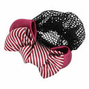 Red White Striped Polyester Double Bowknot Barrette Hair Clip Snood Net Q1F7