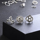 14Pcs/Set Boho Stack Crystal Flower Moon Sun Knuckle Ring Midi Finger RingsSJ 3C