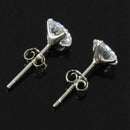 1 Pair 6MM Round Cubic Zirconia Anti allergic Crystal Stud Earrings-White