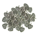 100x Alloy Filigree Heart Charms Necklace Pendant for Jewelry Making Craft