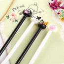 3x Cat Paw Head Gel Ink Roller Ball Point Pen Cute Gift School Office Stationery
