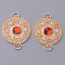 2x Golden Round Flat Back Charms Connector Fit DIY Bracelet Necklace Jewelry