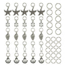 50Pcs/Set Starfish Pendant Dreadlock Hair Braid Pins Rings Clip DIY Cuff JewelTE