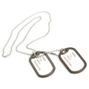 Dual Plates Pendant Necklace Man Sweater Chain Military Army Style Metallic A
