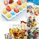 Ice Square Trays 2 Pack, Easy-Release Silicone and Flexible 14-Ice Trays wi D2I2