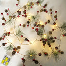 Red berry Christmas Garland Lights LED Copper Fairy lights Pinecone string  O1R5