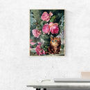 5D DIY Diamond Painting Pink Flowers Cat Cross Stitch Embroidery Rhinestone