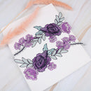 2x purple flower embroidery patches for clothes applique embroidery collar  Z