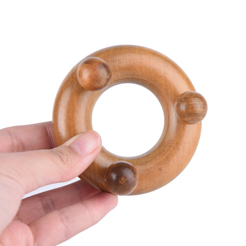 New Wood Body Reflexology Acupuncture Shiatsu Massager Roller Meridi 3C