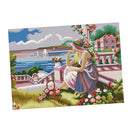 Flower & Girl Stamped Cross Stitch Kit DIY Handmade Needlework for Beginners