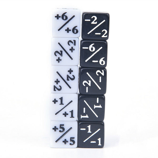 10x Dice Counters 5 Positive +1/+1 & 5 Negative -1/-1 For Gathering Table G SP