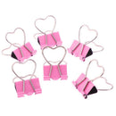100Pcs Pink Clip Heart Hollow Out Metal Binder Clips Notes Letter Paper Cli