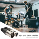 8pcs 4 Male 4 Female XLR 3Pin Plug Microphone Audio Cable Wire Connectors