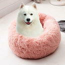 Round Soft Dog Bed Plush Kennel Nest Velvet Folding Pet Mat (Light Pink M)