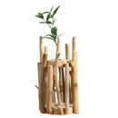 1 Set Glass Vase Tube Shape Clear Flower Bottle With Wooden Shelf Wood Stan X3X9