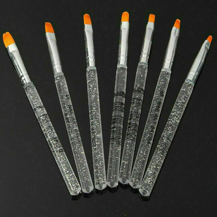 7Pcs UV Gel Acrylic Nail Art Builder Brush Tool Nail Painting Pro. Ar T2A2 N0C8