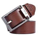 dnuxlou Men's Leather Belt Single Prong Metal Buckle (brown)