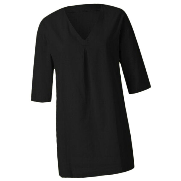 Womens 3/4 Sleeve Blouse V Neck Oversize Casual Blouse Shirt Tops Black L