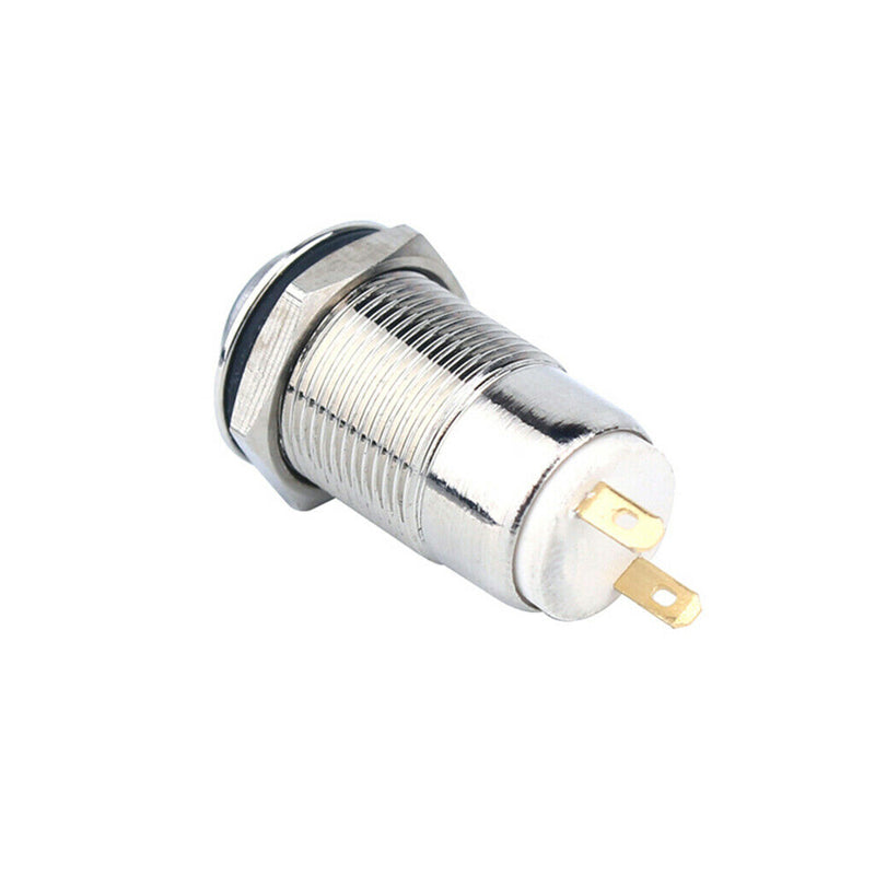 12mm 36V/2A Latching Metal Steel Push Button Switch ON/OFF Flat 2-pins