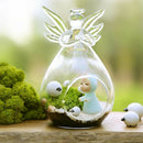 Set of 2Cute Clear Glass Angel Shape Flower Plant Hanging Vase Wedding Deco L9M5