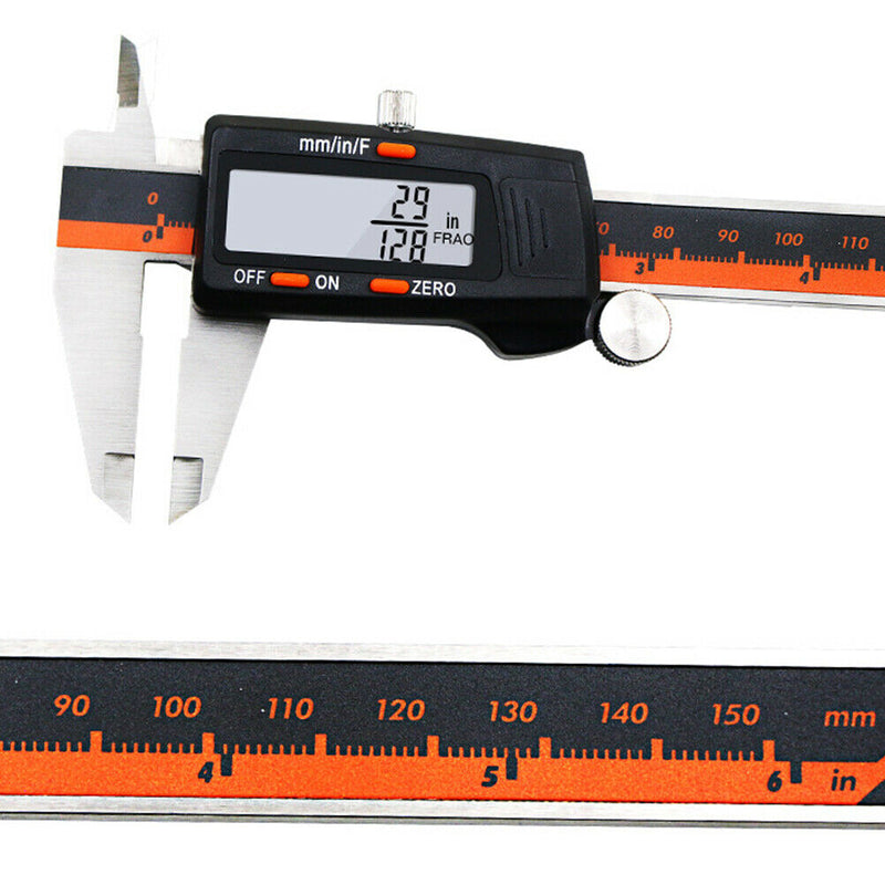 150mm Fraction MM Inch Stainless Steel Portable Digital Display Vernier Caliper