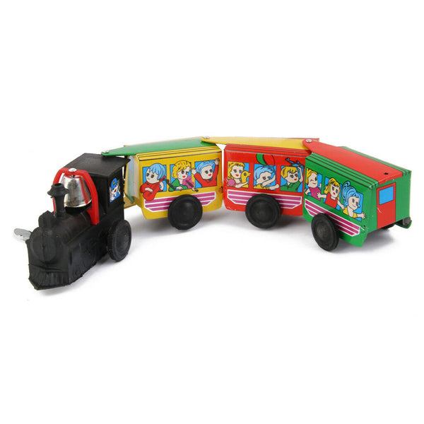 2pc Wind Up Steam Articulated Train Clockwork Tin ZigZag Express Collectible