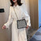 Au2pcs/set Women Woolen Shoulder Messenger Bag Chain Handbag Clutch (Black)