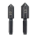 2pcs 7 Flute Countersink Drill Bits 1/4 Hex Shank 10mm 13mm Wood Chamfer