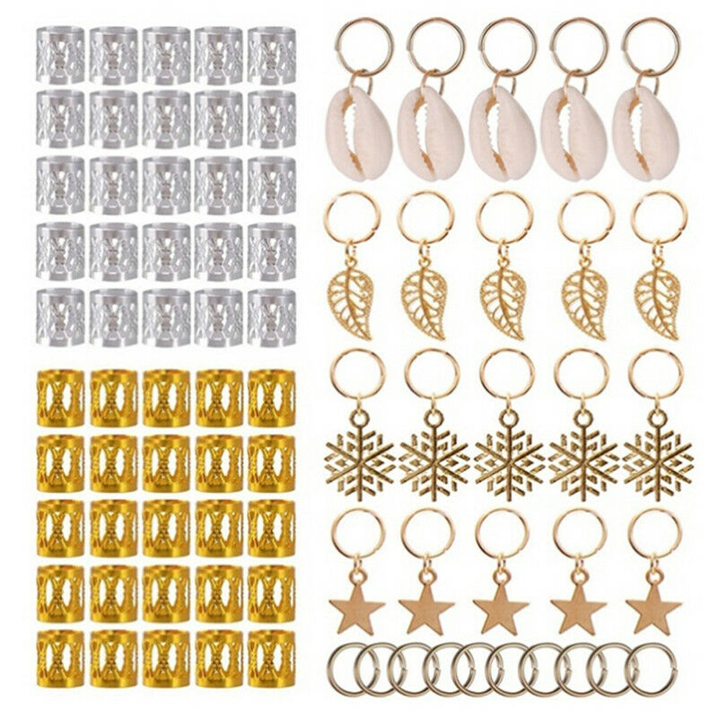 80Pcs Decorations Pendants Dreadlocks Beads Metal Cuffs Hair Rings Clips â„–[