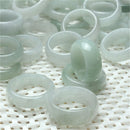 Chinese Retro Style Natural Gem Stone Jadeite Burma Jade Band Ring Size 16-20mm