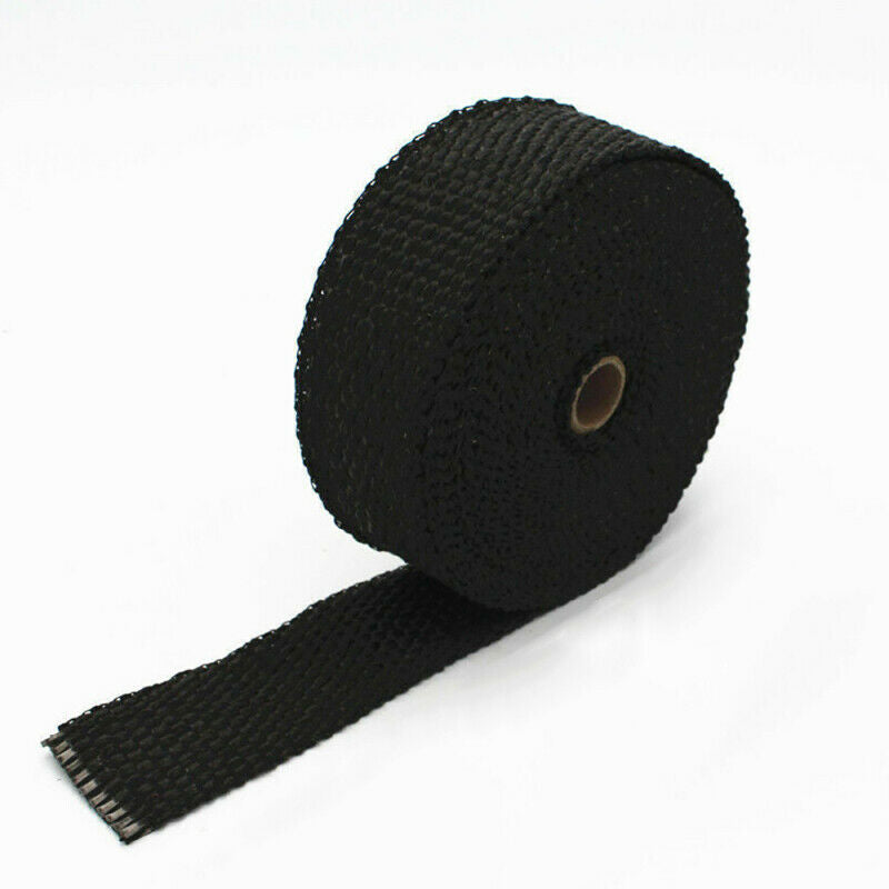 1.5" x 16.5FT Exhaust Header Fiberglass Heat Wrap Tape w/ 4 Steel Ties - Black
