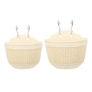 Plastic Rattan Hanging Plant Basket Garden Flower Pot with Hook Beige M
