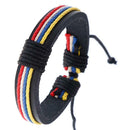 Colorful Weave Rope Bracelet Retro Leather Bangles Unisex Jewelry (Black)