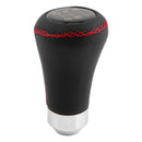 5 Speed Black Red Line Leather Aluminum Manual Car Gear Shift Knob Shifter Lever