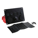 Green LED Dual USB Port Charger Voltmeter 5 Gang Toggle Switch Panel Black