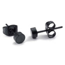3mm Round Ear Studs, 2pcs (1 Pair) - Stainless Steel - for Men - Color Blac