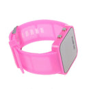 Pink Luxury Sport Style LED Digital Watch Mirror Surface Silicone for Lady
