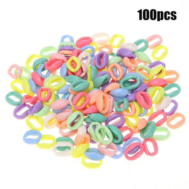 100pcs Colorful Plastic Chain Parrot Birds Toys Non-toxic C-clip Hook (S) A