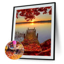 5D DIY Full Round Drill Fallen Leaves Plank Road Diamond Painting Craft A