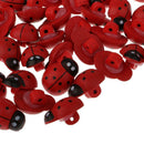 50x Ladybird Shape Wooden Shank Buttons Embellishments for DIY Craft Sewing