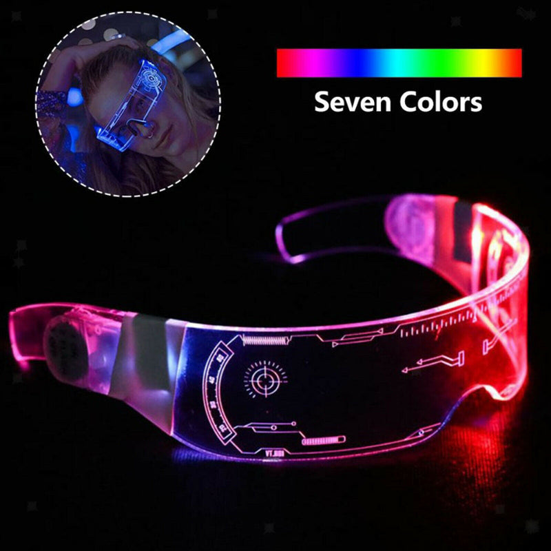 LED Glasses Clear Visor Party Luminous Glasses Light Up Rave DJ Sun Glasses