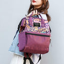 Tropical Plant Print Travel Big Backpacks Nylon Women School Bags (Purple)