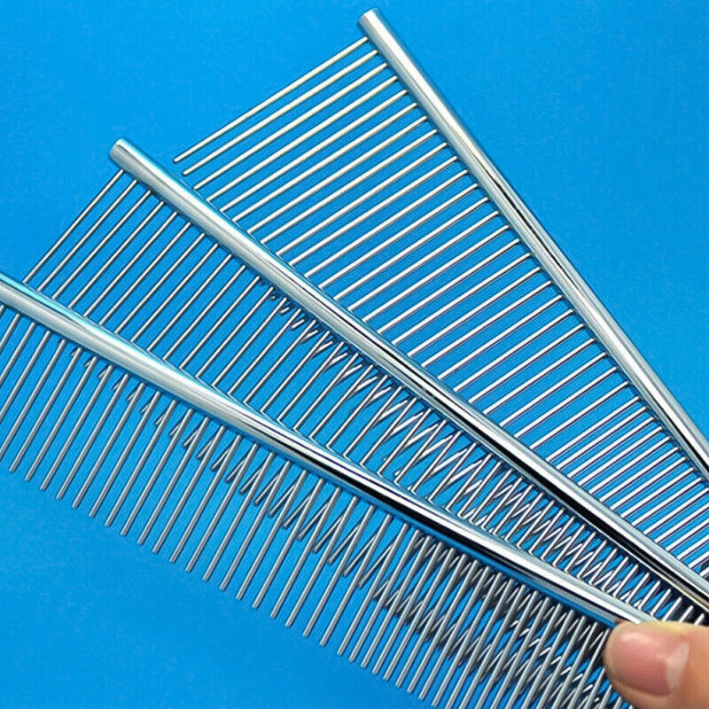 Pet Dog Cat Metal Double Row Teeth Grooming Hair Comb Brush Fur Rake Tool PFK