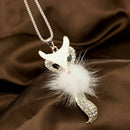 Women Sweater Necklace Diamond Long Chain Owl Fox Pendant. AU Kit Z9J4