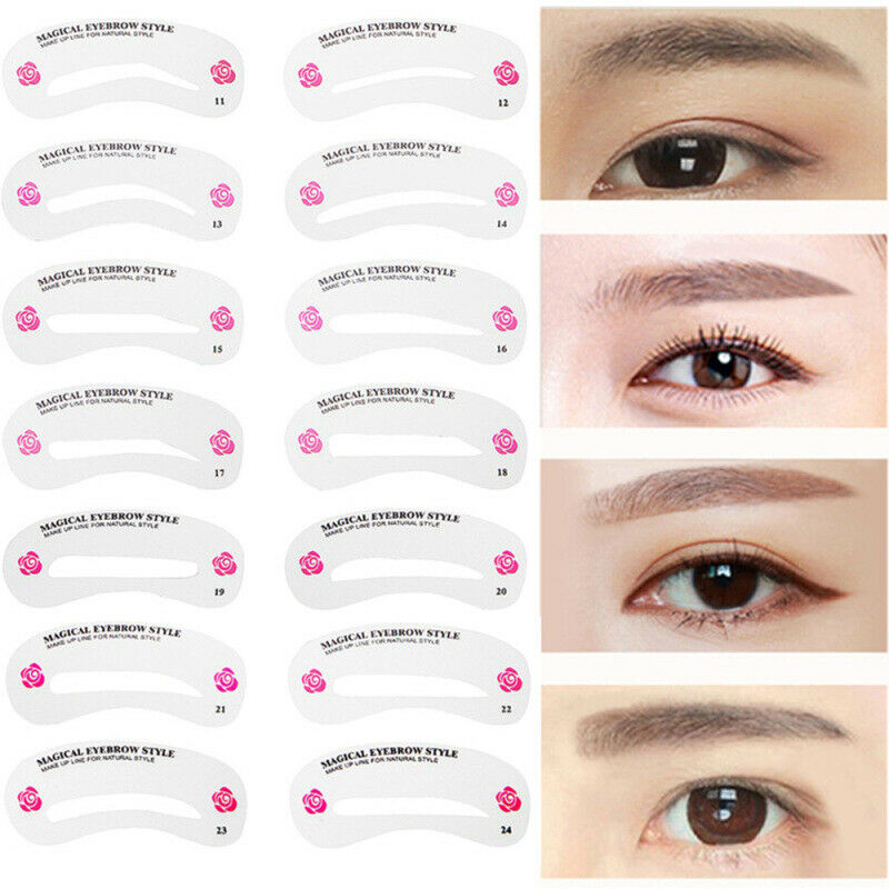 24Pcs/set Eyebrow Stencil Grooming Eyebrows Makeup DIY Kit Design Guide COS