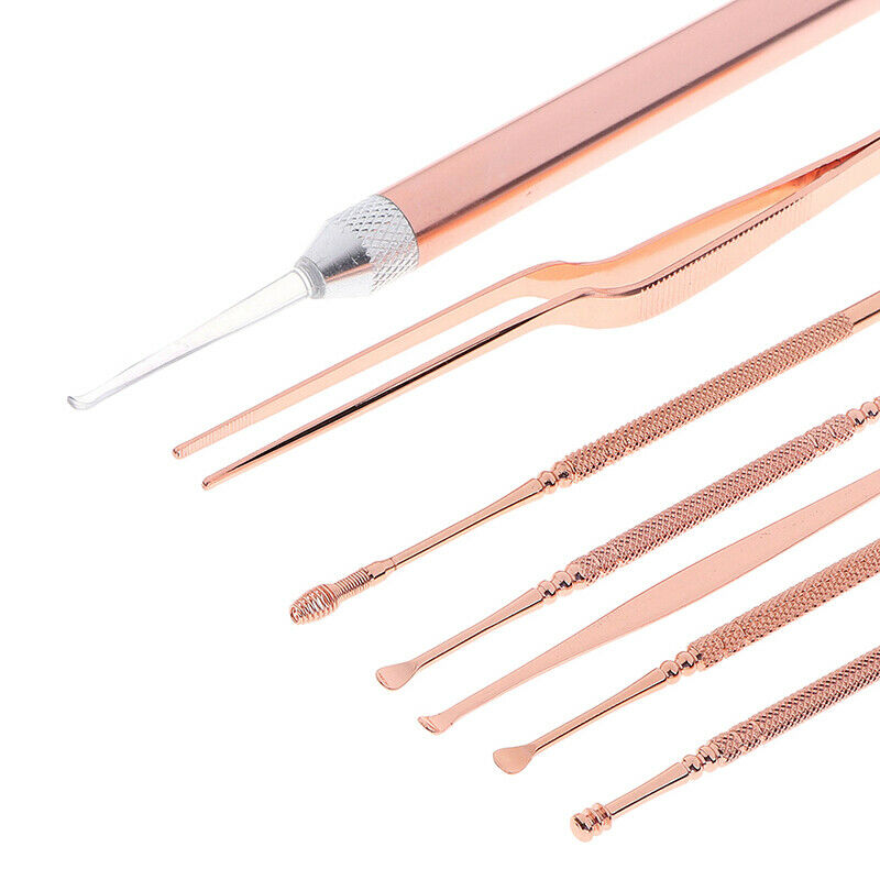 7Pcs/Set Led Ear Wax Pickers Stainless Steel Earpick Wax Remover Curet&+