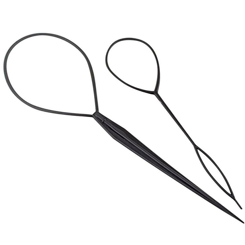 2PC Black Hair Tail Kit Styling Topsy Making Ponytail Styling Tool Braided JP45